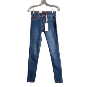 April Girl Distressed Skinny Jeans Dark Wash Denim Juniors Size 3